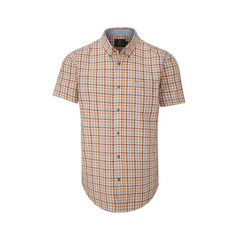 Camisa Oxford Manga Curta Azul Wick Check Vermelho/Laranja Camisa Oxford Manga Curta Azul Wick Check Vermelho/Laranja