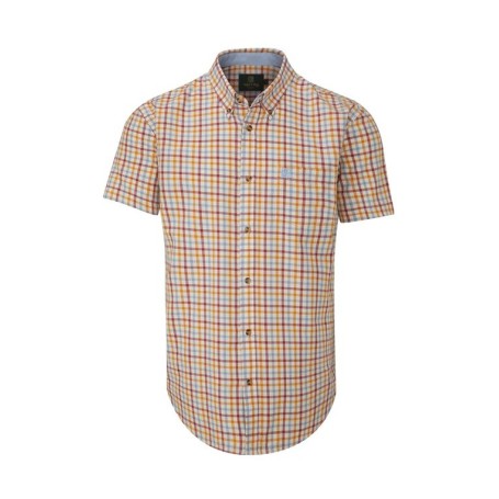 Camisa Oxford Manga Curta Azul Wick Check Vermelho/Laranja Camisa Oxford Manga Curta Azul Wick Check Vermelho/Laranja