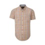 Camisa Oxford Manga Curta Azul Wick Check Vermelho/Laranja
