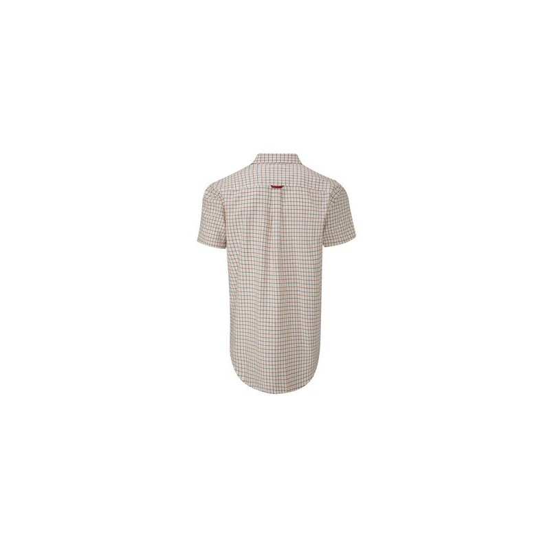 Camisa Oxford de manga curta azul xadrez Ghent azul marinho/vermelho