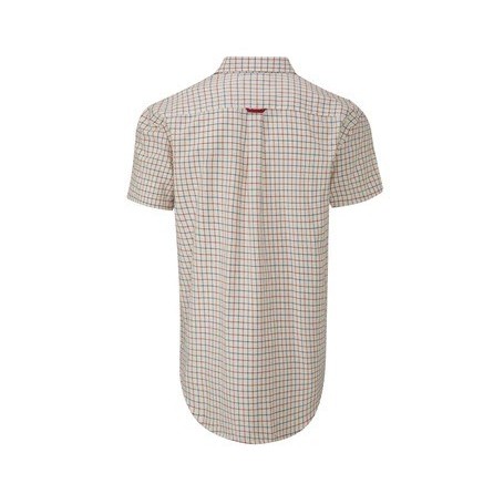 Camisa Oxford de manga curta azul xadrez Ghent azul marinho/vermelho
