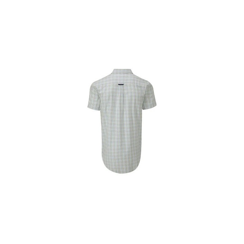 Camisa Oxford Azul Londres Manga Curta Tattersall Azul Marinho