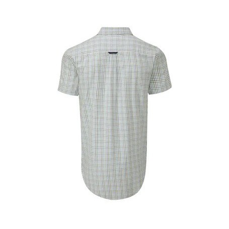 Camisa Oxford Azul Londres Manga Curta Tattersall Azul Marinho