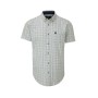 Camisa Oxford Azul Londres Manga Curta Tattersall Azul Marinho