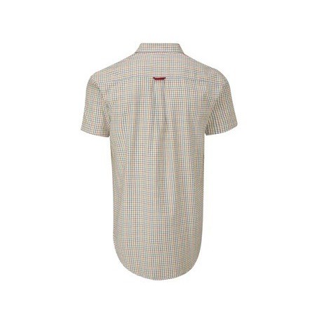 Camisa Oxford Azul Londres Manga Curta Tattersall Vermelho