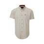 Camisa Oxford Azul Londres Manga Curta Tattersall Vermelho
