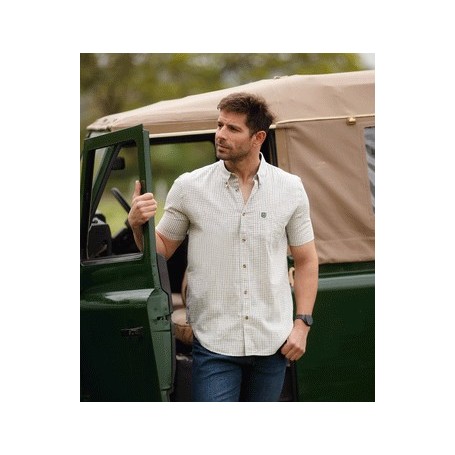 Camisa de manga curta Oxford Blue London Tattersall Green