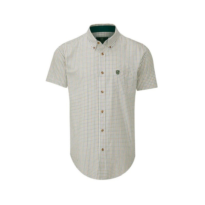 Camisa de manga curta Oxford Blue London Tattersall Green Camisa de manga curta Oxford Blue London Tattersall Green