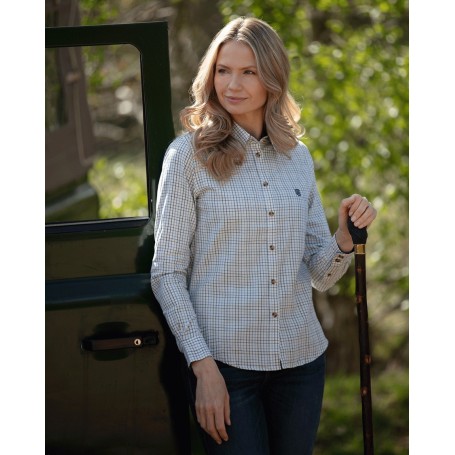 Camisa Oxford Azul Feminina London Tattersall Azul Marinho Camisa Oxford Azul Feminina London Tattersall Azul Marinho