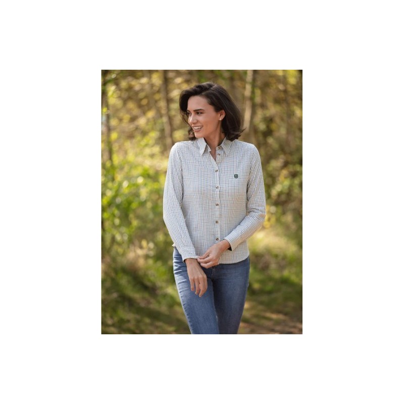 Camisa Oxford Azul Feminina London Tattersall Verde Camisa Oxford Azul Feminina London Tattersall Verde