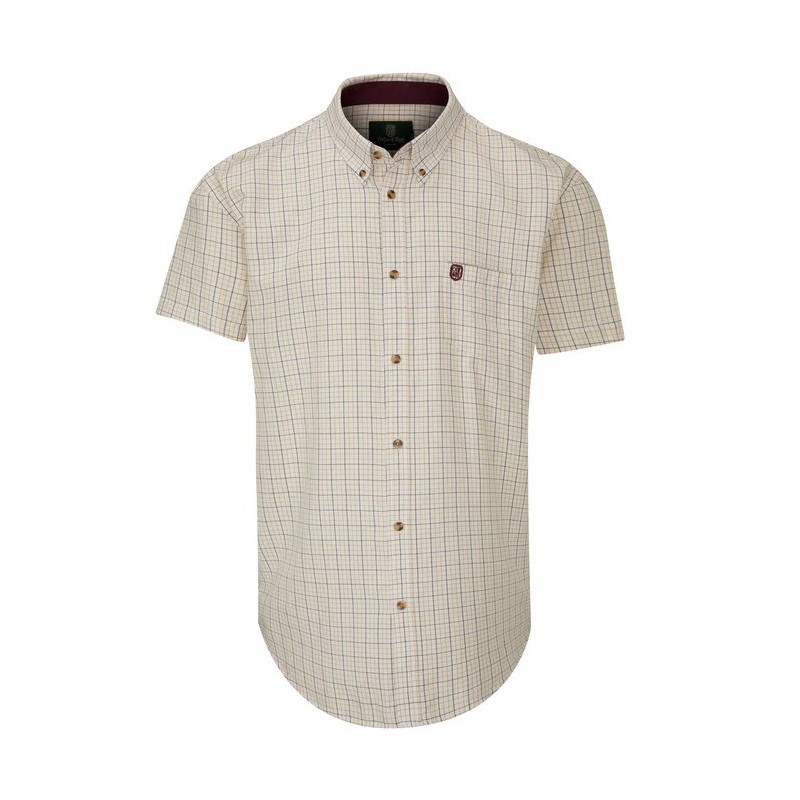 Camisa Oxford Manga Curta Azul Metz Xadrez Marrom/Amarelo