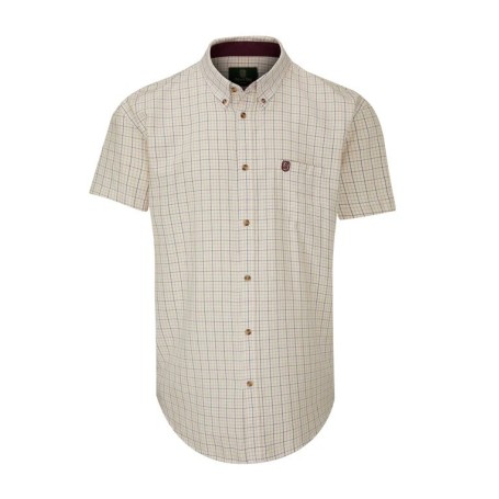 Camisa Oxford Manga Curta Azul Metz Xadrez Marrom/Amarelo