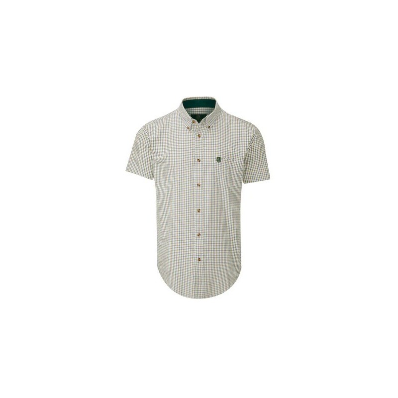 Camisa Oxford de Manga Curta Azul Xadrez Bern Laranja/Verde Camisa Oxford de Manga Curta Azul Xadrez Bern Laranja/Verde