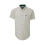 Camisa Oxford de Manga Curta Azul Xadrez Bern Laranja/Verde