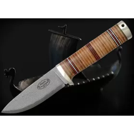 NL5cxL COWRYX/Damasco laminado IDUN – Bainha de couro preto - NL5cxL - Fallkniven - Facas Fallkniven