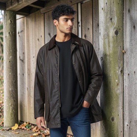 Chaqueta encerada Oxford Blue Countryman Brown