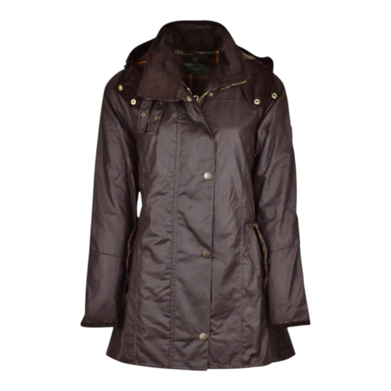 Chaqueta encerada Oxford Blue Olivia Brown