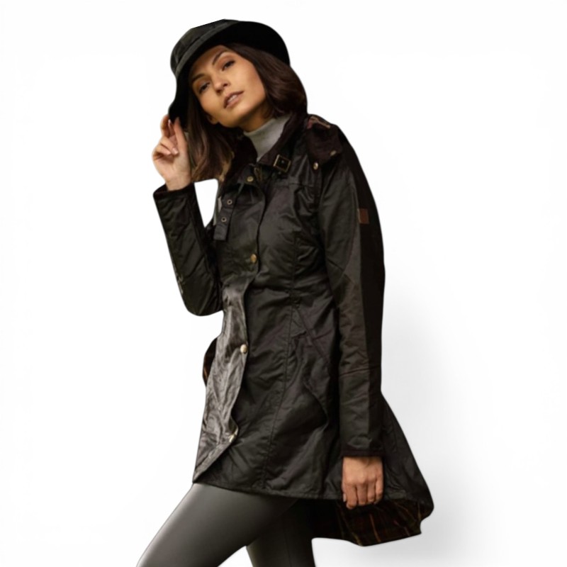 Chaqueta encerada Oxford Blue Olivia Black