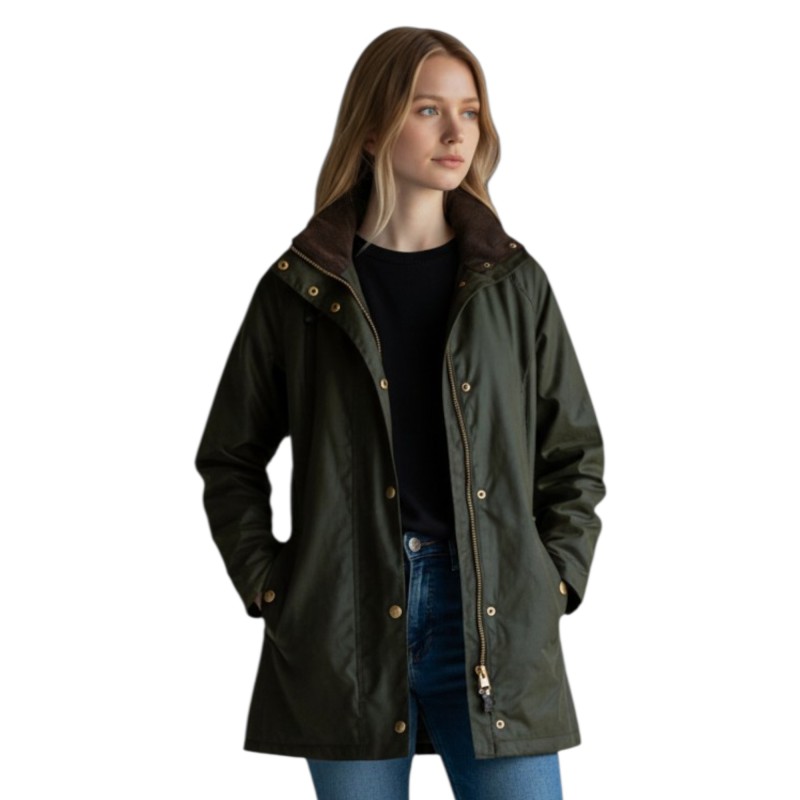 Chaqueta encerada Oxford Blue Olivia Green