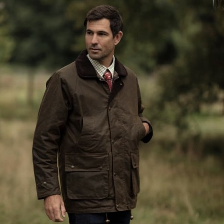 Chaqueta encerada Oxford Blue Kingsbridge Caramel