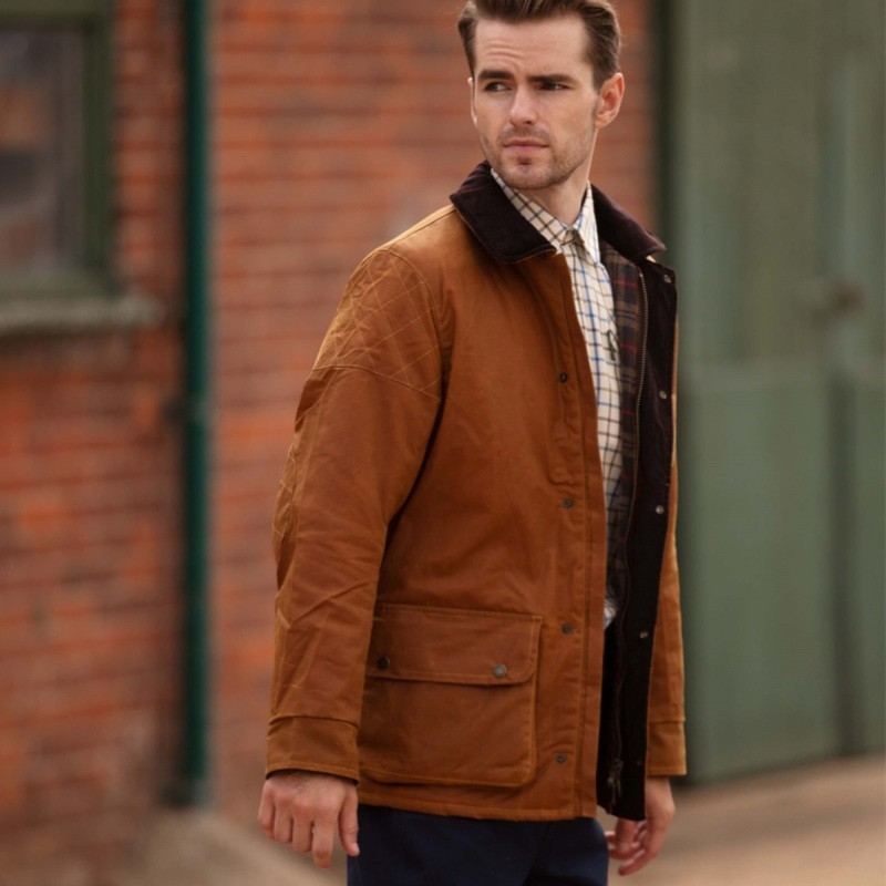 Chaqueta encerada Oxford Blue Kingsbridge Gold