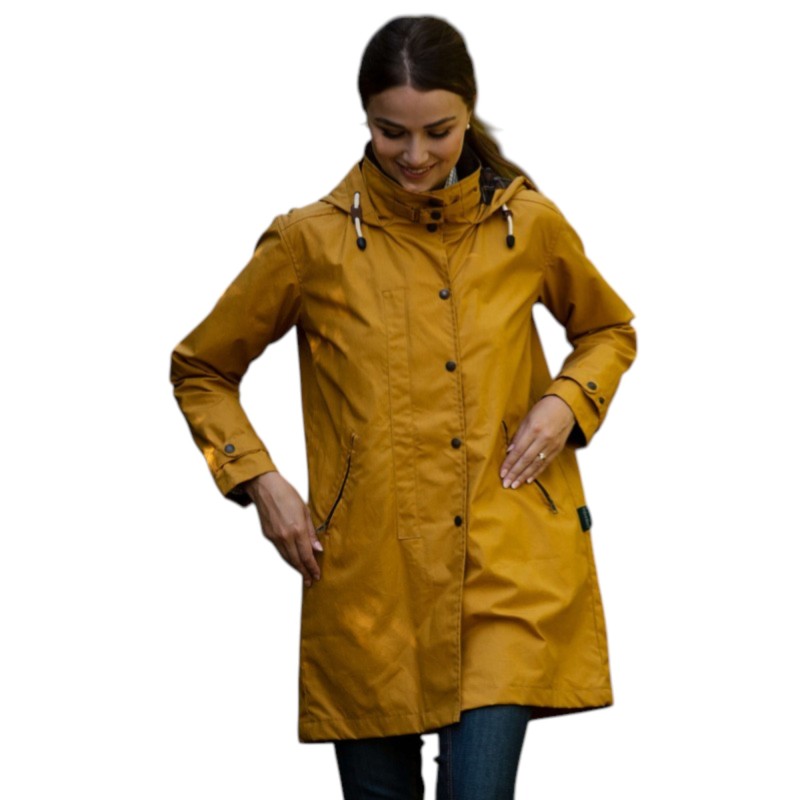 Chaqueta encerada Oxford Blue Brighton Mustard
