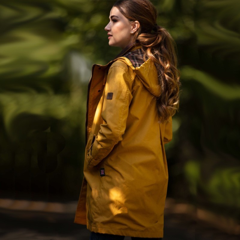 Chaqueta encerada Oxford Blue Brighton Mustard