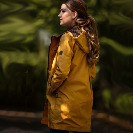 Chaqueta encerada Oxford Blue Brighton Mustard