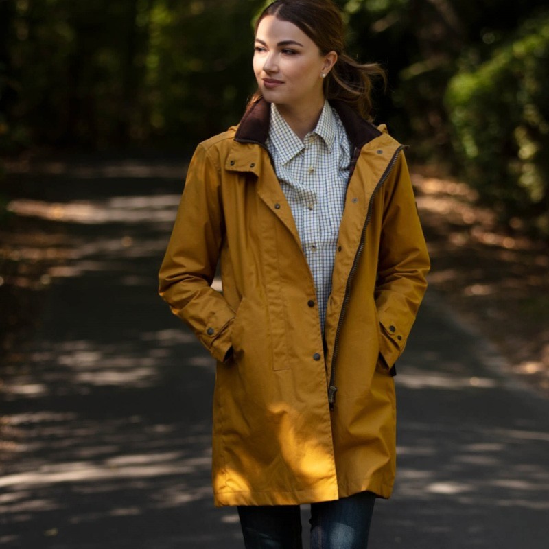 Chaqueta encerada Oxford Blue Brighton Mustard