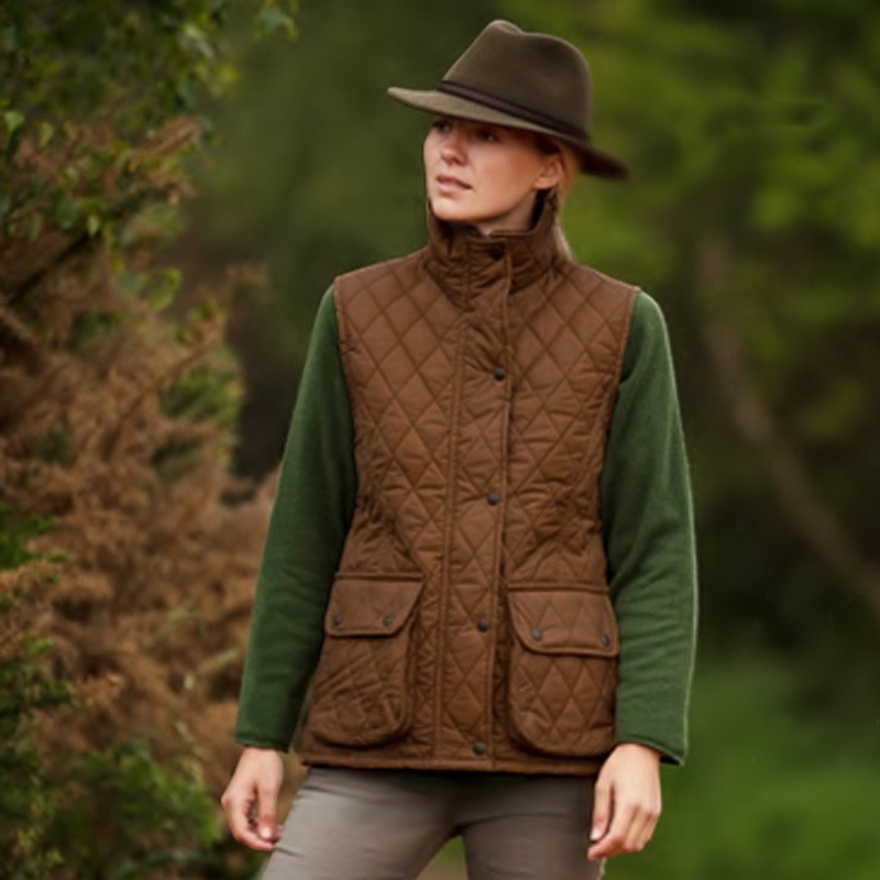 Chaleco encerado Oxford Blue Newbury Quilted Sand