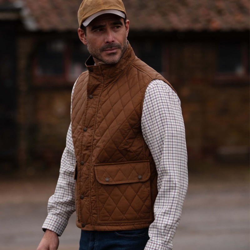 Chaleco encerado Oxford Blue Kensington Quilted Sand