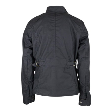 Chaqueta encerada Oxford Blue New York Biker Black