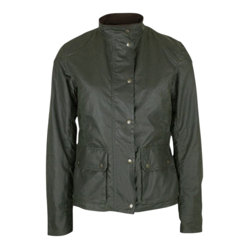 Chaqueta encerada Oxford Blue New York Biker Olive