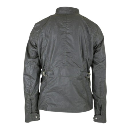 Chaqueta encerada Oxford Blue New York Biker Olive