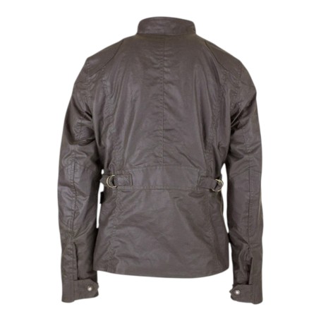 Chaqueta encerada Oxford Blue New York Biker Brown