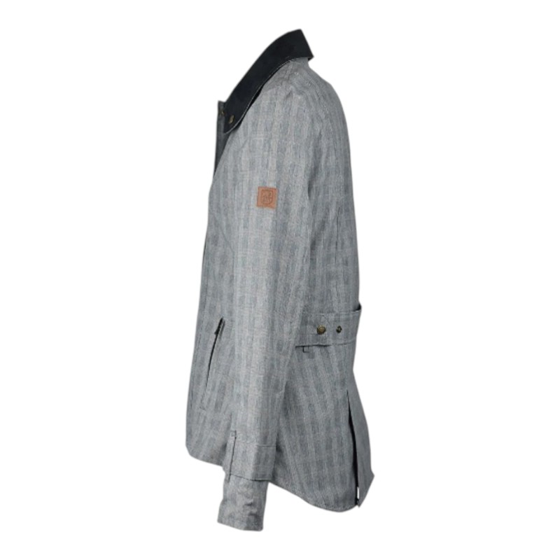 Chaqueta Oxford Blue Tartan Ambre encerada lavable POW