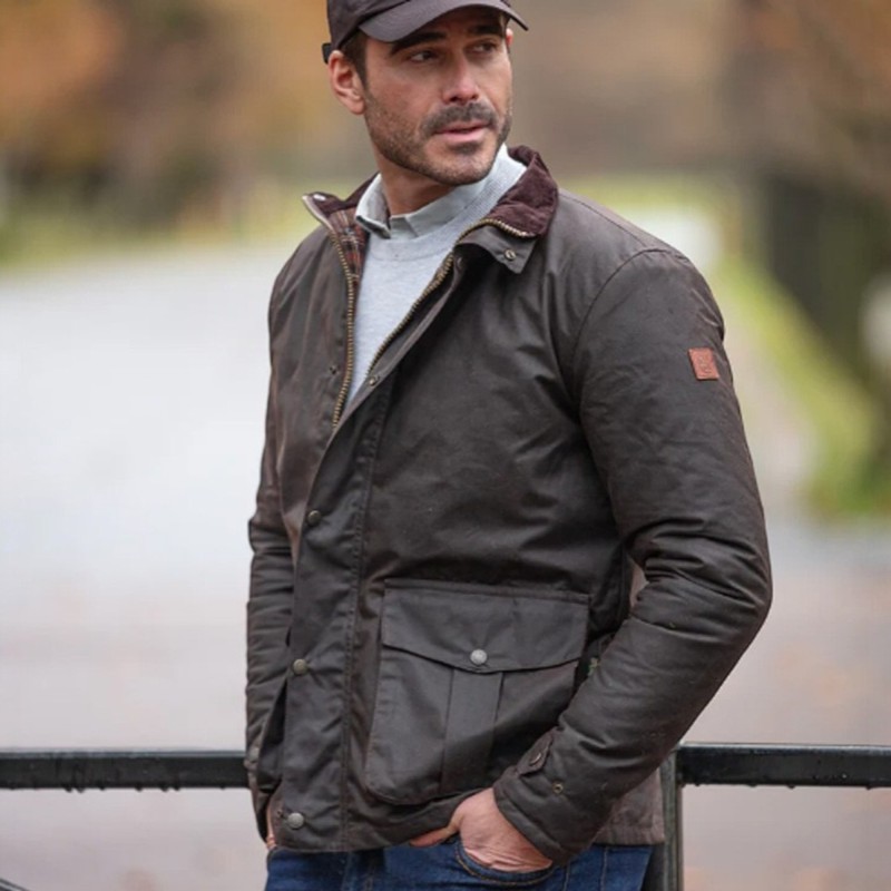 Chaqueta encerada Oxford Blue Kendal Brown