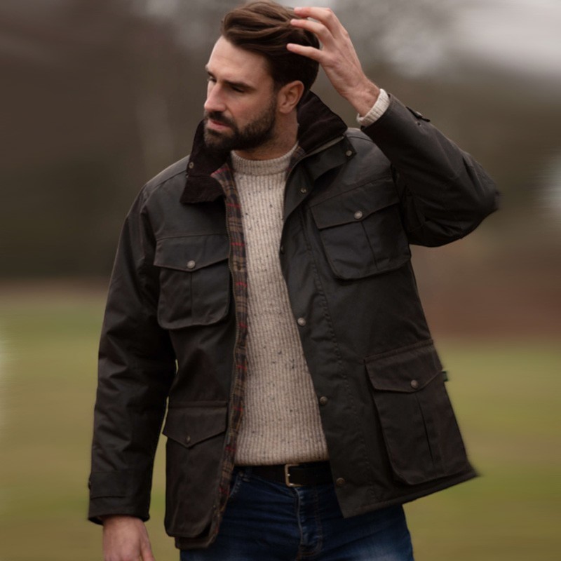 Chaqueta encerada Oxford Blue Fiskar Dark Olive