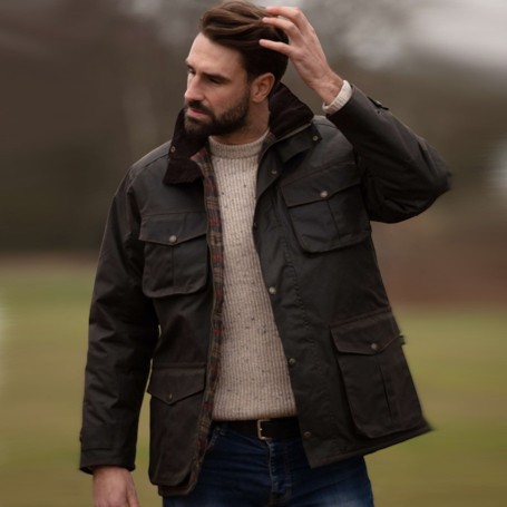 Chaqueta encerada Oxford Blue Fiskar Dark Olive