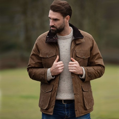 Chaqueta encerada Oxford Blue Fiskar Sand