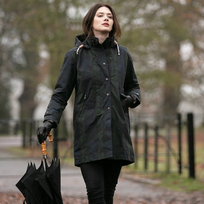 Chaqueta Oxford Blue Tartan Brighton encerada lavable Blackwatch