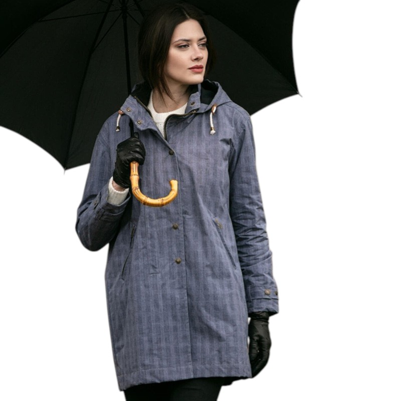 Parka Oxford Blue Tartan Brighton encerada lavable Prince of Wales