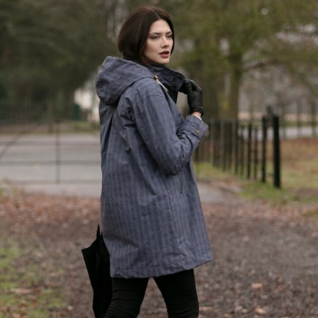 Parka Oxford Blue Tartan Brighton encerada lavable Prince of Wales