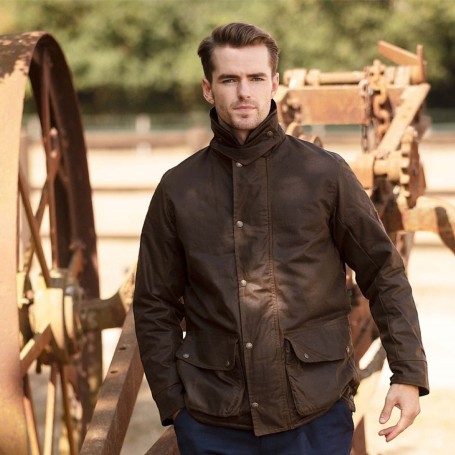 Chaqueta encerada Oxford Blue Chelsea Padded Wax Antique Caramel