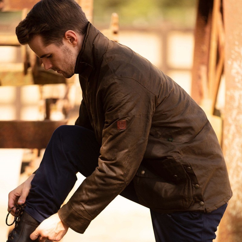 Chaqueta encerada Oxford Blue Chelsea Padded Wax Antique Caramel