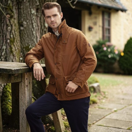 Chaqueta encerada Oxford Blue Chelsea Padded Wax Antique Gold