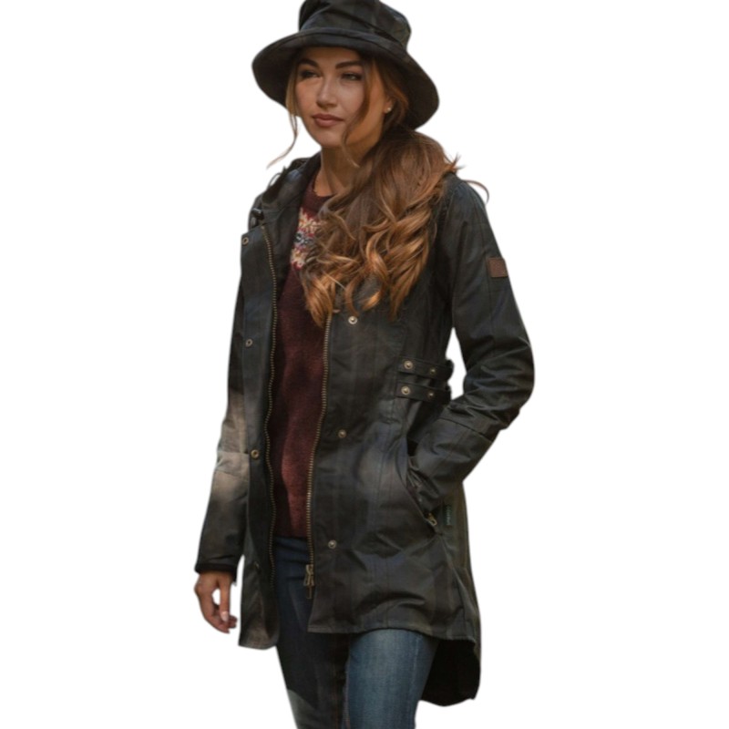 Chaqueta encerada Oxford Blue Tartan Katrina Dundee