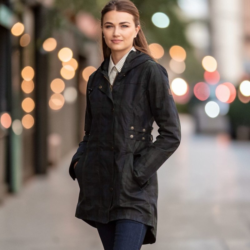 Chaqueta encerada Oxford Blue Tartan Katrina Blackwatch