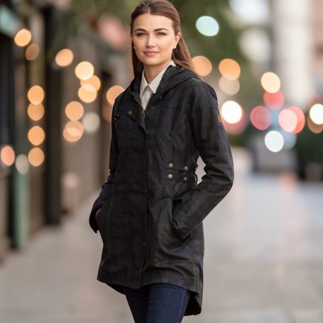 Chaqueta encerada Oxford Blue Tartan Katrina Blackwatch