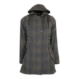 Chaqueta encerada Oxford Blue Tartan Katrina Honey